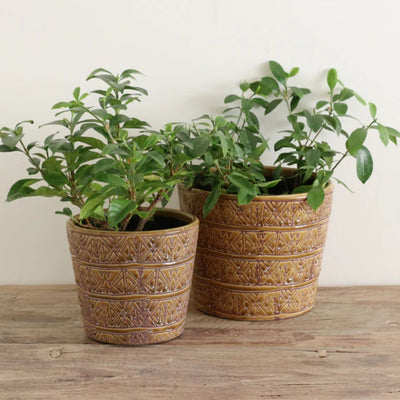 Aztec Geometric Pattern Planter - Medium