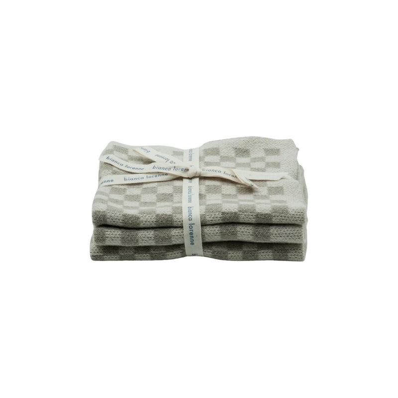 Chekka Washcloths: Taupe - Set of 3